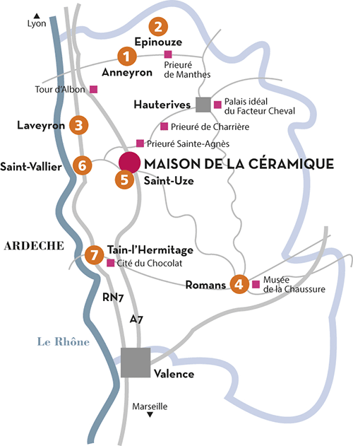 Carte du territoire céramique de la Drôme